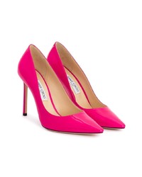 Jimmy Choo Hot Pink Romy 100 Patent Leather Pumps