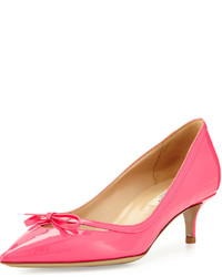 Valentino Patent Leather Pointed Toe Pump Neon Pink