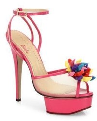 Charlotte Olympia Pomeline Barbie Shoe Mesh Patent Leather Platform Sandals