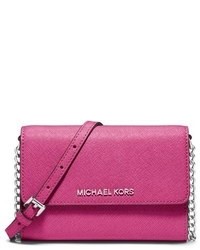 Michael Kors, Bags, Pink Michael Kors Jet Set Medium Saffiano Leather Crossbody  Bag