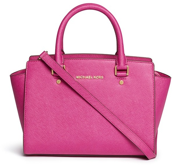 MICHAEL Michael Kors Hot Pink Saffiano Leather Selma Crossbody Bag MICHAEL  Michael Kors