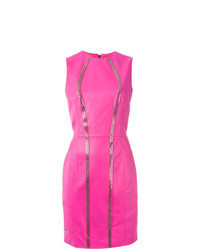 Hot Pink Leather Sheath Dress