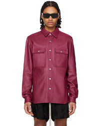 Hot Pink Leather Shirt Jacket