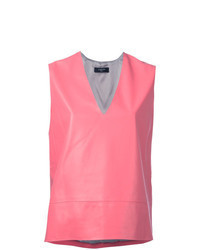 Hot Pink Leather Sleeveless Top