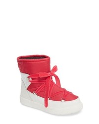 Hot Pink Leather Snow Boots