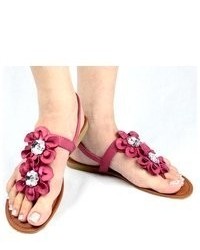 AS By KSC Slingback T Strap Flower Flat Thong Sandals Pink 55 10