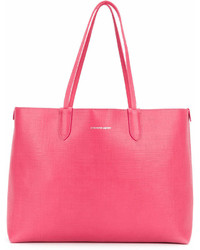 Hot Pink Leather Tote Bag