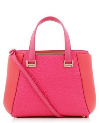Jimmy Choo Alfie Geranium Soft Smooth Leather And Pink Grainy Leather Tote Bag