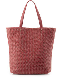 Neiman Marcus Distressed Woven Tote Bag Rose