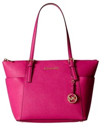 Women's Hot Pink Leather Tote Bags by MICHAEL Michael Kors | Lookastic