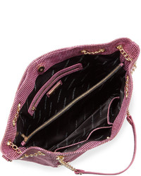 Charles Jourdan Nalo Embossed Leather Tote Bag Fuchsia