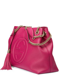 Gucci Soho Medium Leather Tote Bag Bright Pink