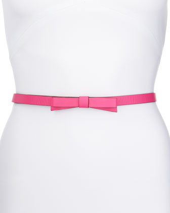 kate spade new york Leather Bow Skinny Belt Pink, $68 | Neiman Marcus ...