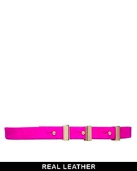Asos Leather Faux Pony Multi Keeper Waist Belt Pink