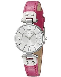 Anne Klein 109443svpk Silver Tone Watch With Pink Leather Strap