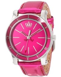 Juicy Couture 1900839 Hrh Hot Pink Mirror Metallic Leather Strap Watch