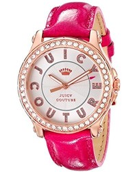 Juicy Couture 1901204 Pedigree Gold Tone Watch With Pink Leather Strap