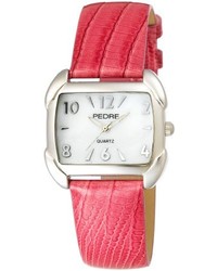 Pedre 7750sx Silver Tone With Glossy Pink Leather Strap Watch
