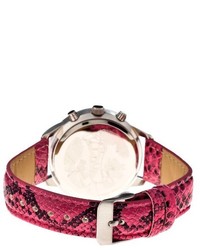 Boum Boum Serpent Watch With Crocodile Embossed Genuine Leather Strap Pink