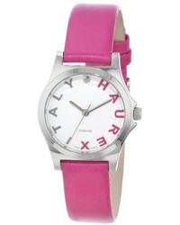 Haurex Italy 6a505dpp Diamond Accented Mini City Pink Leather Watch