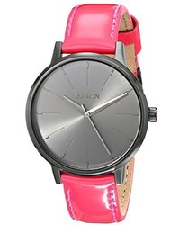 Nixon A1081394 Kensington Black Stainless Steel Watch With Bright Pink Leather Band