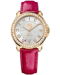 Juicy Couture Pedigree Hot Pink Embossed Leather Strap Watch 38mm 1901204