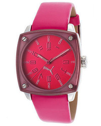Puma Pu102592002 Dark Pink Leather And Dial
