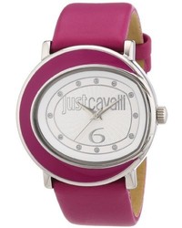 Just Cavalli R7251186503 Lac Stainless Steel Hot Pink Genuine Leather Swarovski Crystal Watch