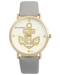 Journee Collection Round Face Anchor Simulated Leather Strap Watch Assorted Colors