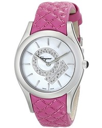 Salvatore Ferragamo Fg4010014 Lirica Diamond Accented Stainless Steel Watch With Pink Leather Band
