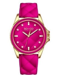 Soco New York 52012 Soho Quartz Pink Quilted Leather Strap Watch