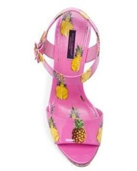 Dolce & Gabbana Pineapple Patent Leather Cork Wedge Sandals