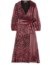Hot Pink Leopard Chiffon Wrap Dress