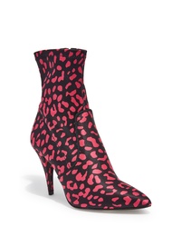 Hot Pink Leopard Leather Ankle Boots