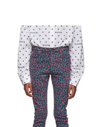 Gucci Pink And Blue Leopard Skinny Jeans