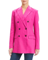 Hot Pink Linen Double Breasted Blazer