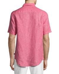 Armani Collezioni Mlange Linen Short Sleeve Sport Shirt Pink