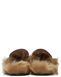 Gucci Pink Velvet Fur Princetown Slippers