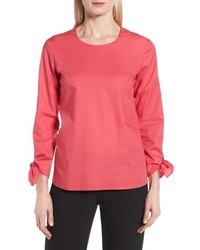 BOSS Isolema Stretch Cotton Bow Sleeve Top