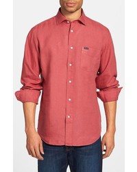 Façonnable Faconnable Long Sleeve Linen Sport Shirt Light Pink X Large