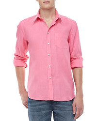 Vilebrequin Linen Long Sleeve Shirt Pink