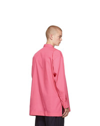 Issey Miyake Men Pink Tc Stand Collar Shirt