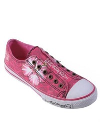 Ed Hardy Fuchsia Low Rise Graphic Print Slip On Sneakers
