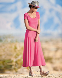 Joan Vass Cotton Interlock Scoop Neck Maxi Dress Plus Size