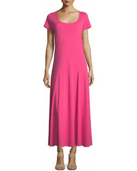 Joan Vass Cotton Interlock Scoop Neck Maxi Dress Plus Size