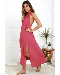 Billabong Midsummer Tides Coral Pink Halter Maxi Dress