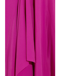 SOLACE London Wyatt Asymmetric Crepe Midi Dress Pink