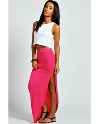 Boohoo Micha Ruched Side Jersey Maxi Skirt