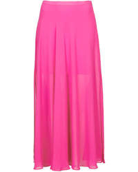 neon pink chiffon maxi skirt