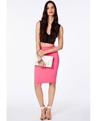 Missguided Candace Hot Pink Scuba Midi Skirt